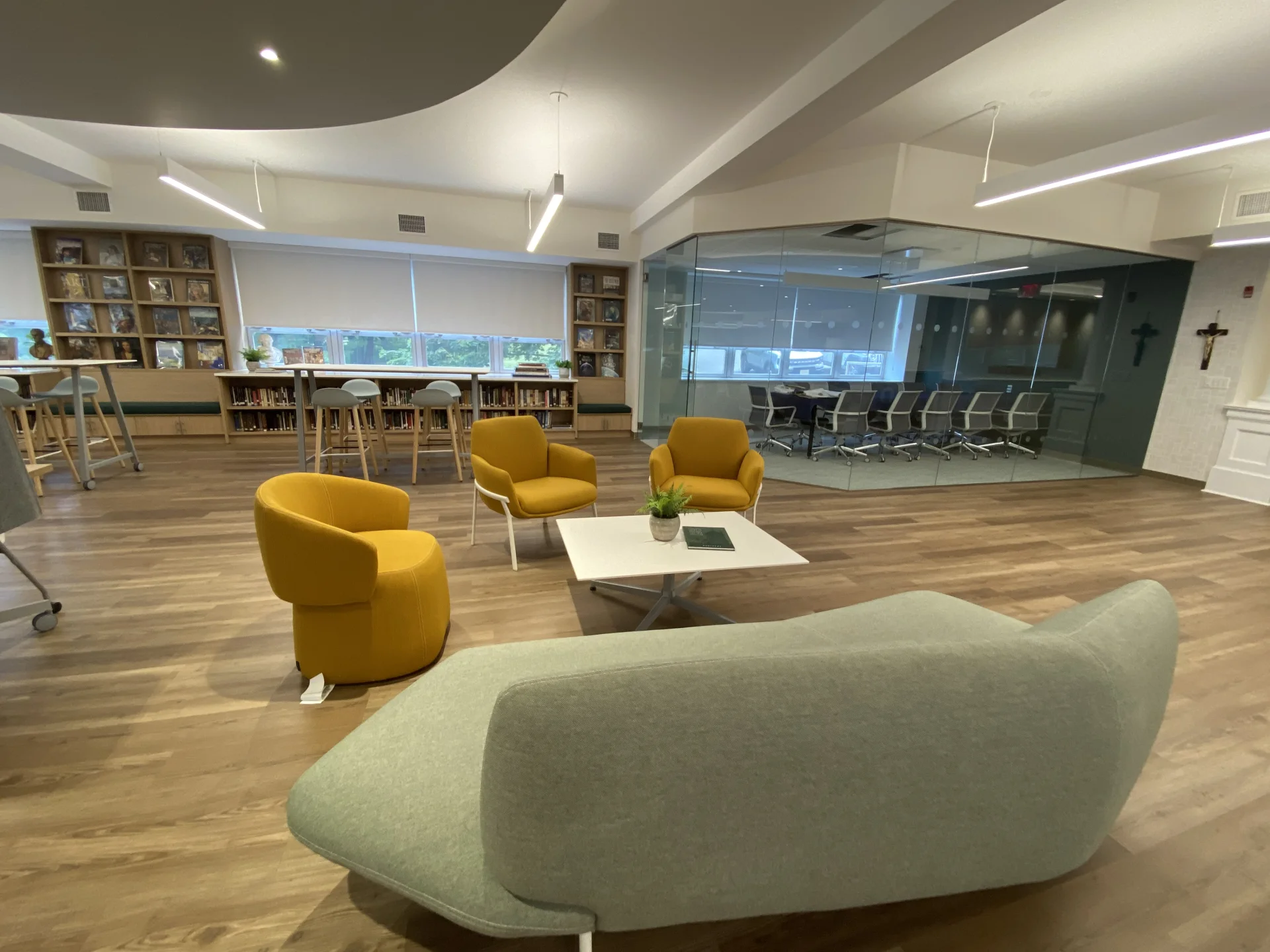 couch and lounge area in library