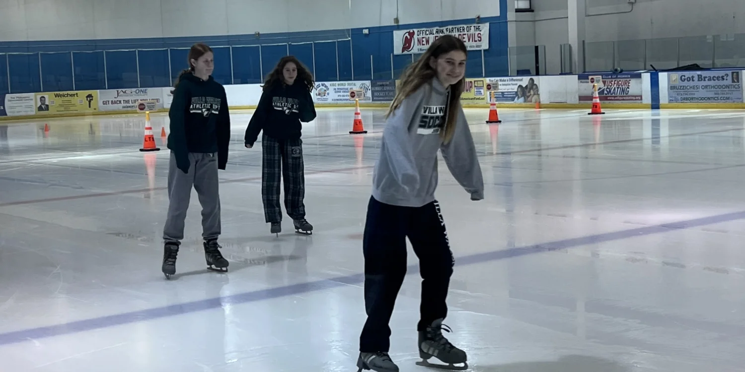 spring clinic students ice skating