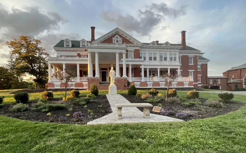 VWA main building exterior and garden