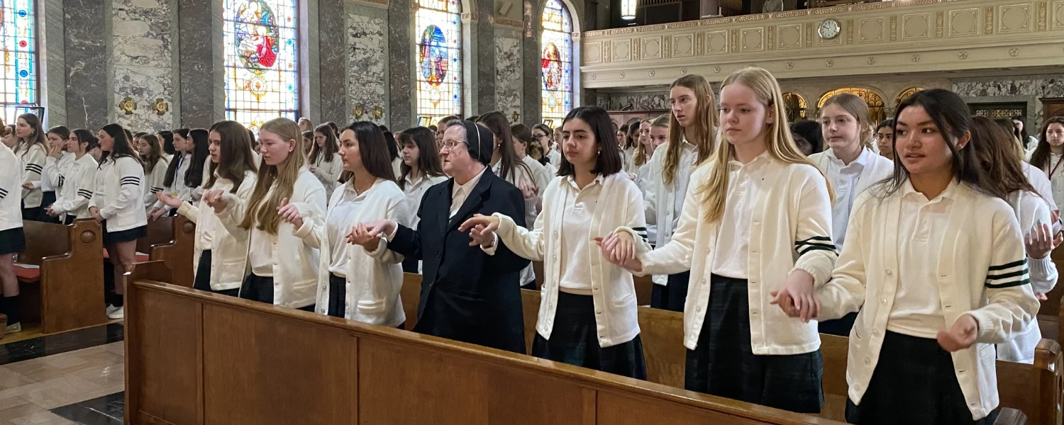 VWA students and staff in church